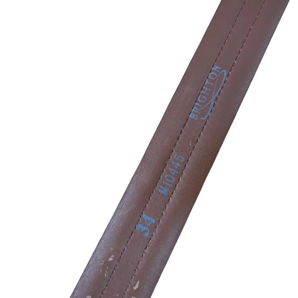 Brighton Belt Women's L Large 34 Brown Leather Croc Silver VTG Western